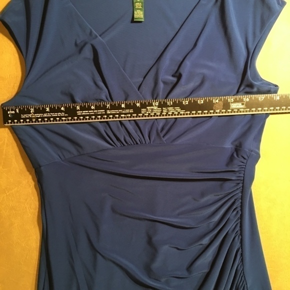 LAUREN RALPH LAUREN Empire Ruched CAP SLEEVE Dress, Pre-owned, ROYAL BLUE,10 - Picture 4 of 7